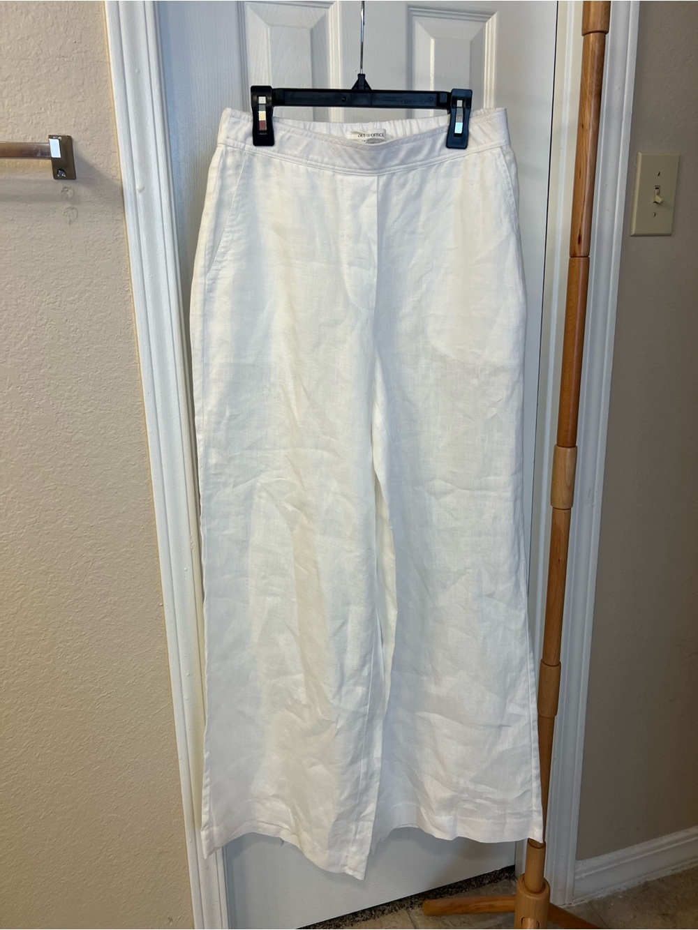 Trina Turk White Wide-Leg Linen Pants